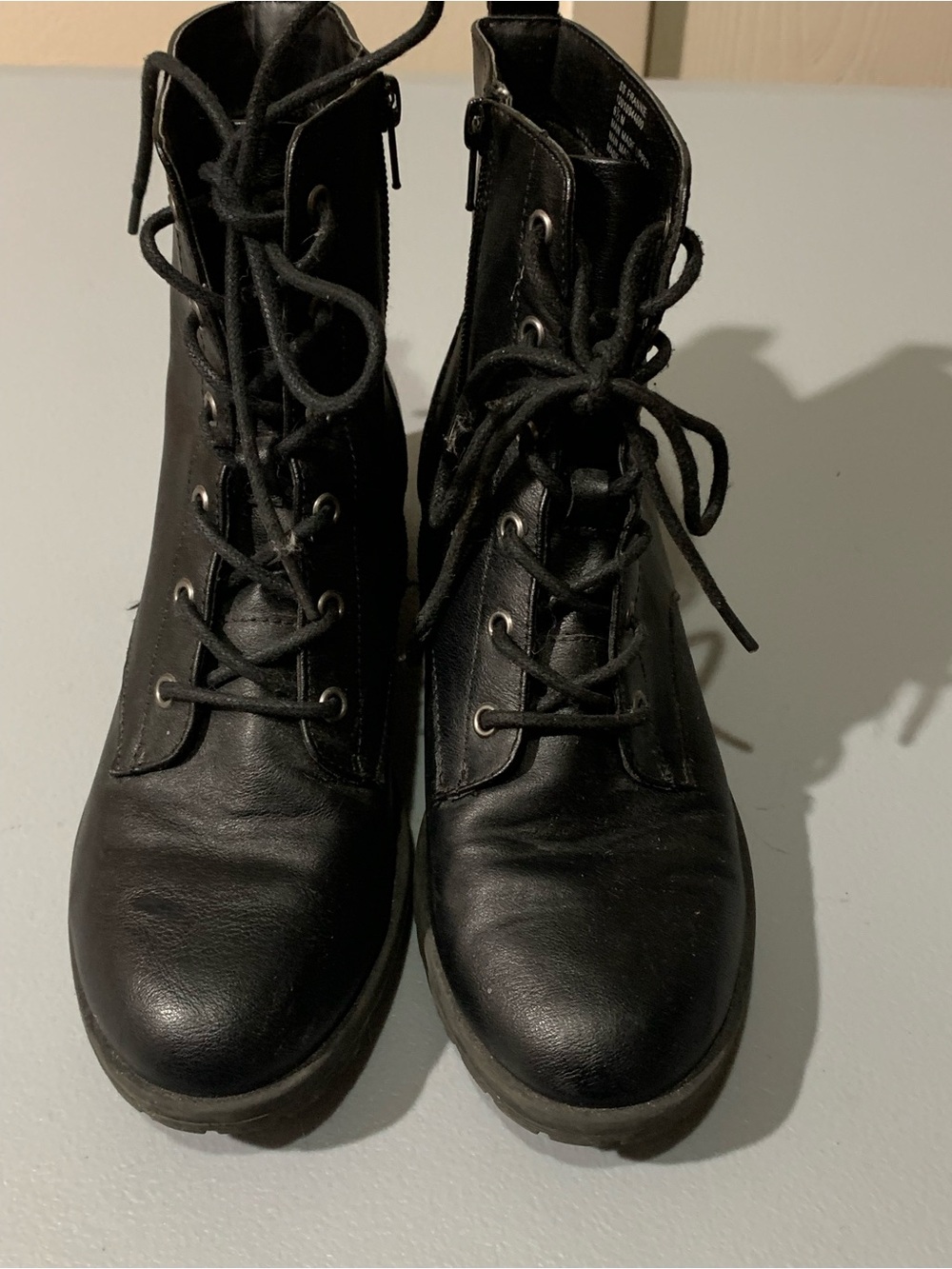 Sun + Stone Black Lace-Up Combat Boots